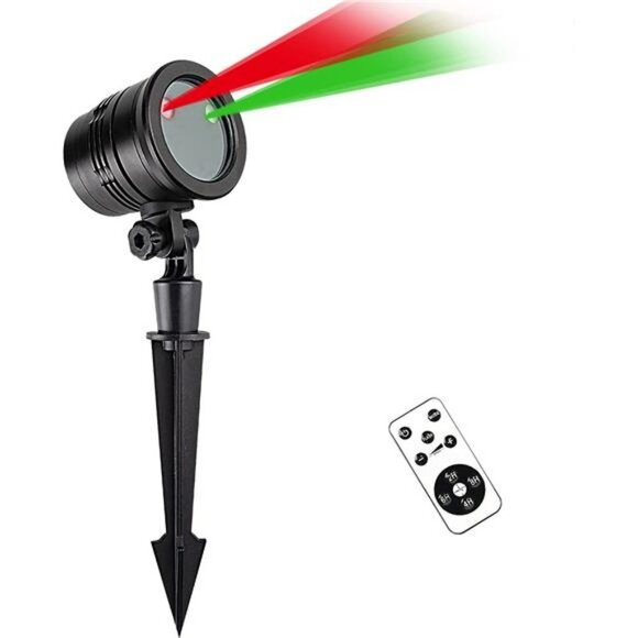 Christmas Laser Lights, Projector Light Led Landscape Spotlight Red & Green Star - Picture 1 of 6